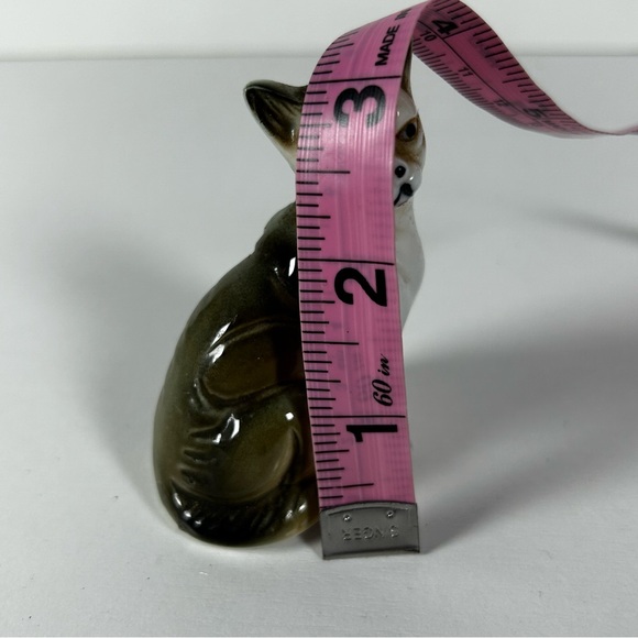 Vintage Miniature Porcelain Cat ABYSSINIAN Figurine Brown & White 3.5” - Picture 7 of 7